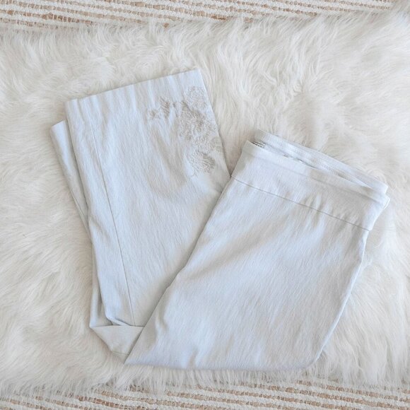 Dana Buchman Pants Sz XL Gray Straight Leg Cropped Embroidered Neutral - Picture 1 of 6